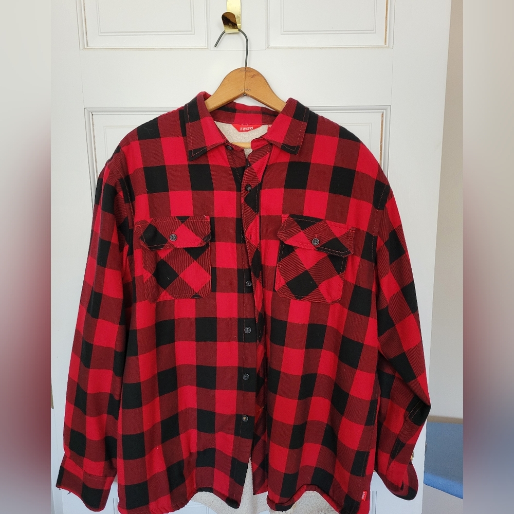 Izod Red and Black Checkered Men's Shirt
